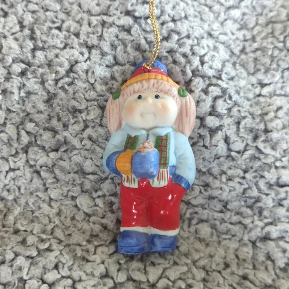 Vintage Cabbage Patch Kids Christmas Ornament-1984 ceramic porcelain Blonde Girl
